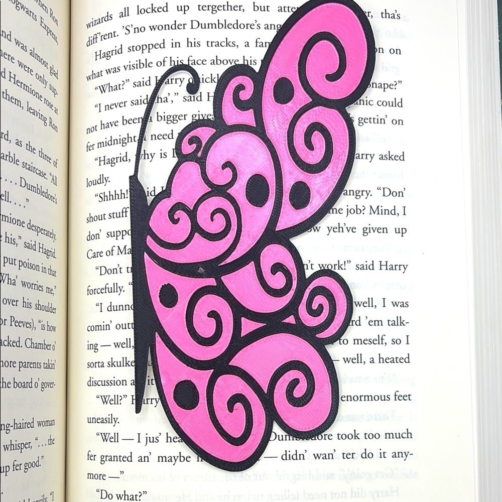 Pink 3D Printed Butterfly Bookmark